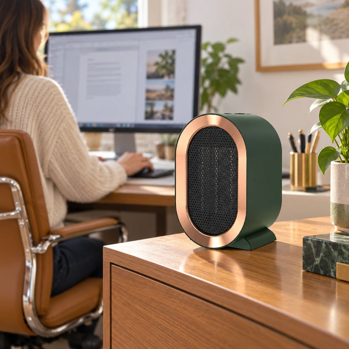 Portable Ceramic Space Heater with Automatic Thermostat & Safety Switch