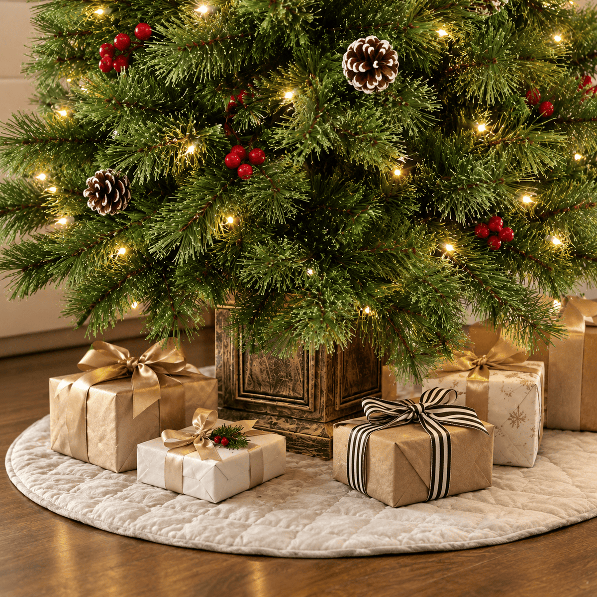 Pre-Lit Tabletop Christmas Tree with Vintage Potted Base