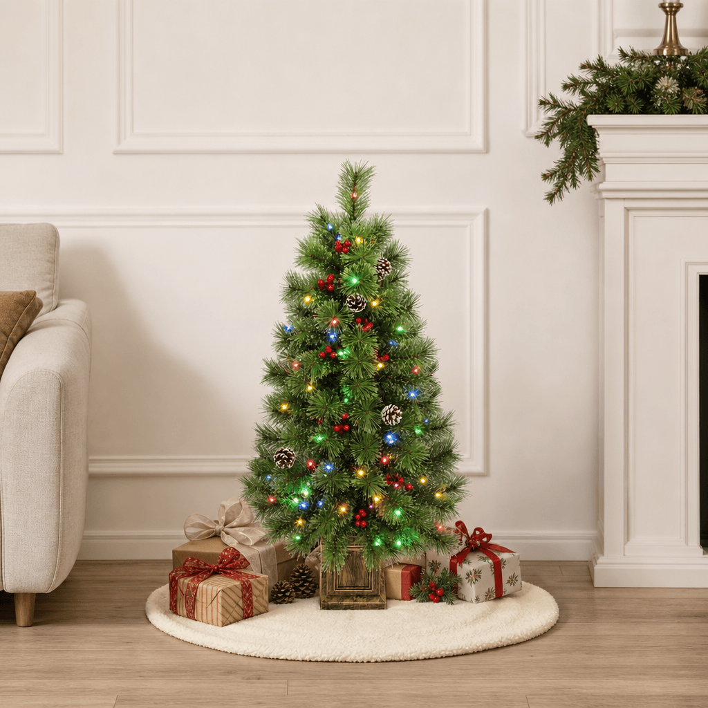 Pre-Lit Tabletop Christmas Tree with Vintage Potted Base