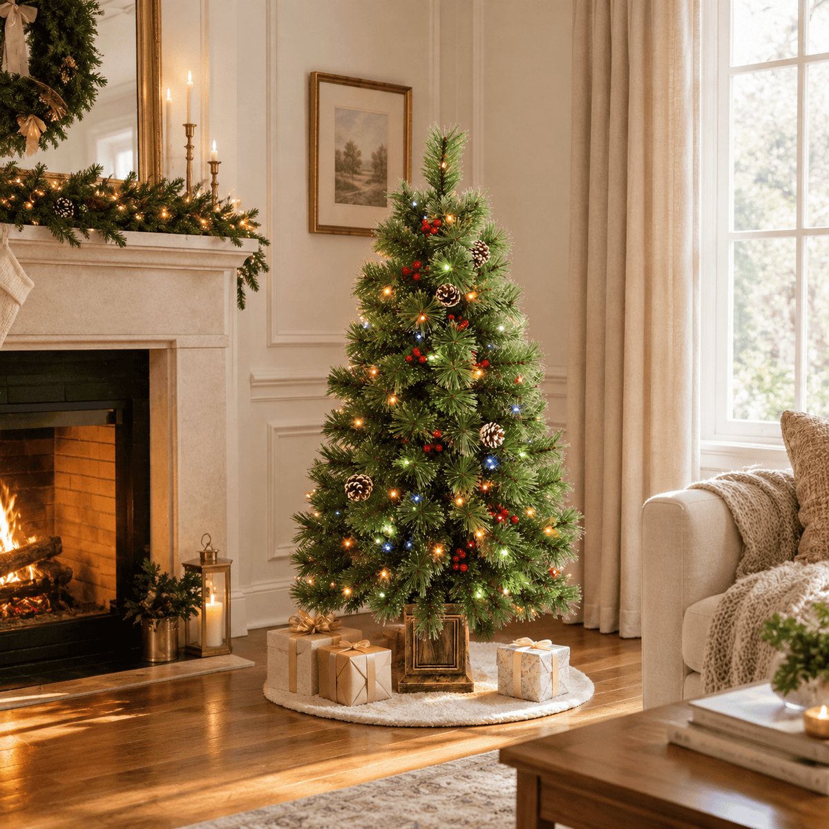 Pre-Lit Tabletop Christmas Tree with Vintage Potted Base