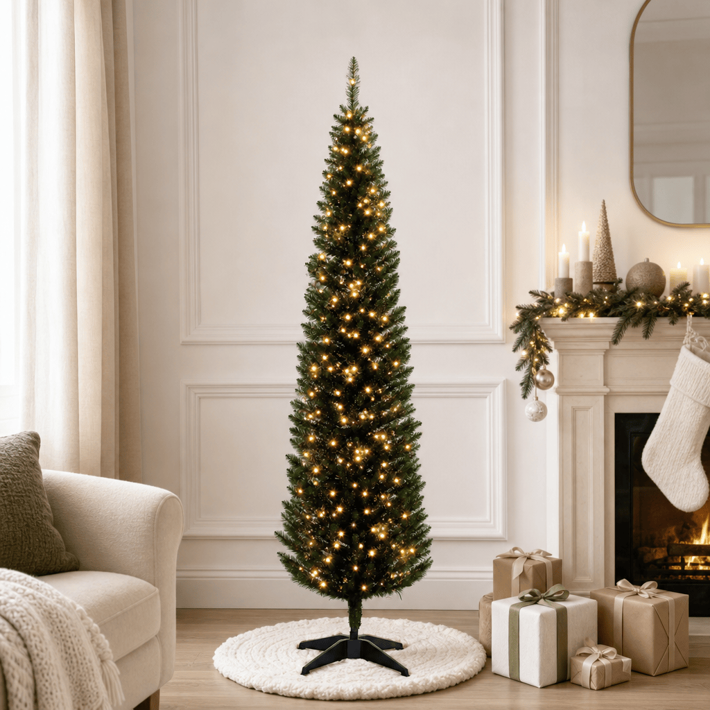 Green Pre-Lit Pencil Christmas Tree with 294 Tips