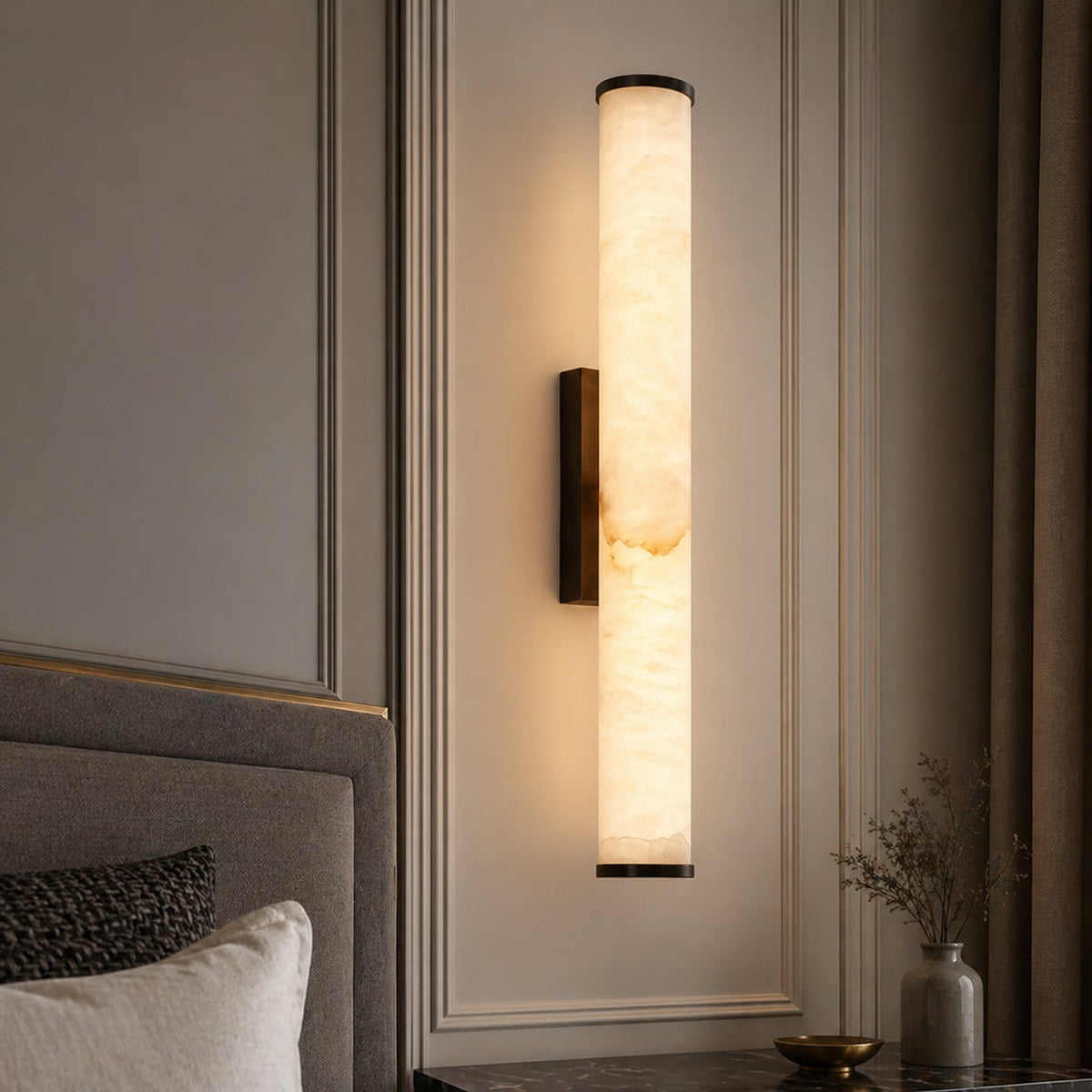 Modern Wall Sconce Wall Mounted Resin Marble Effect LED Warm White Light Copper Accents