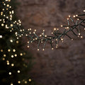 10m 1000 LED Warm White Outdoor Cluster Fairy Lights on Green Cable