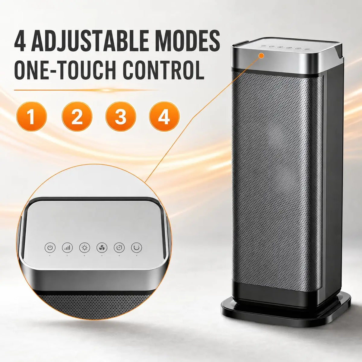 1500W Portable Ceramic Tower Space Heater with Remote Control & Thermostat