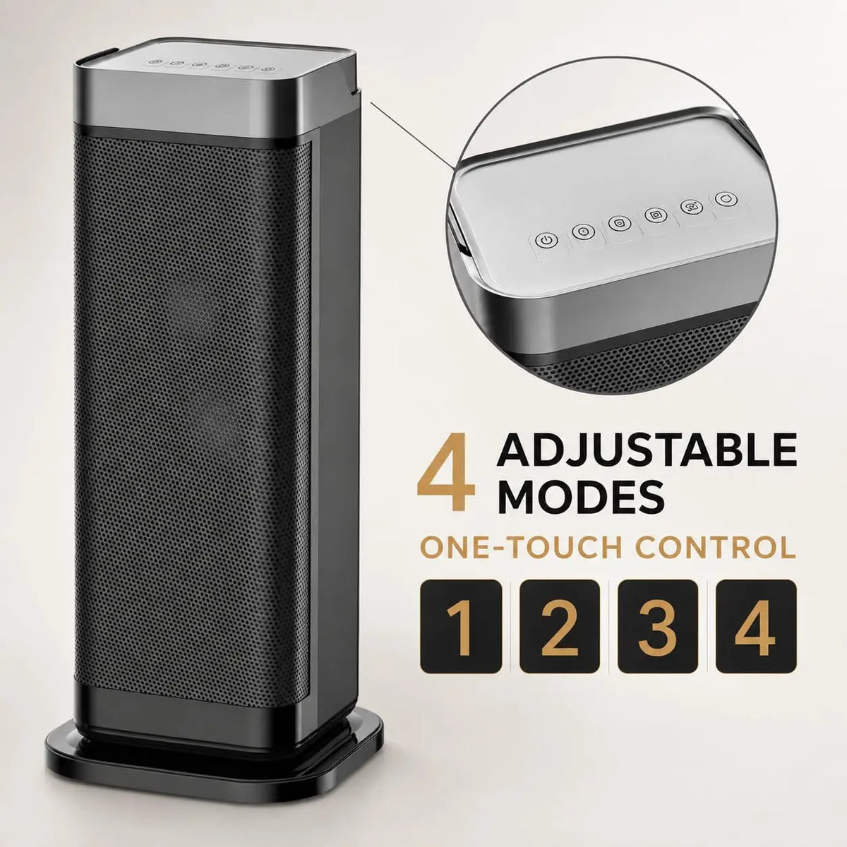 1500W Portable Ceramic Tower Space Heater with Remote Control & Thermostat