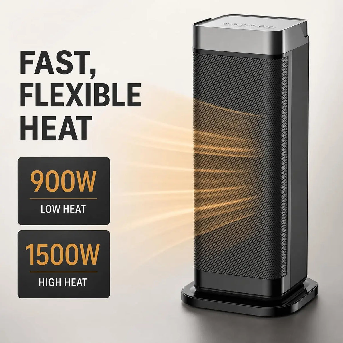 1500W Portable Ceramic Tower Space Heater with Remote Control & Thermostat