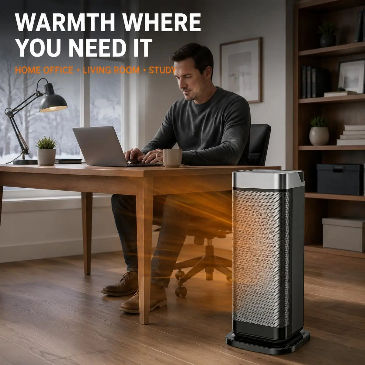 1500W Portable Ceramic Tower Space Heater with Remote Control & Thermostat