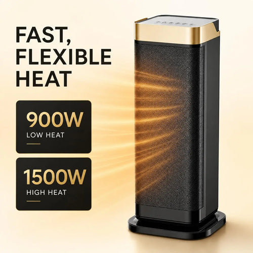 1500W Portable Ceramic Tower Space Heater with Remote Control & Thermostat