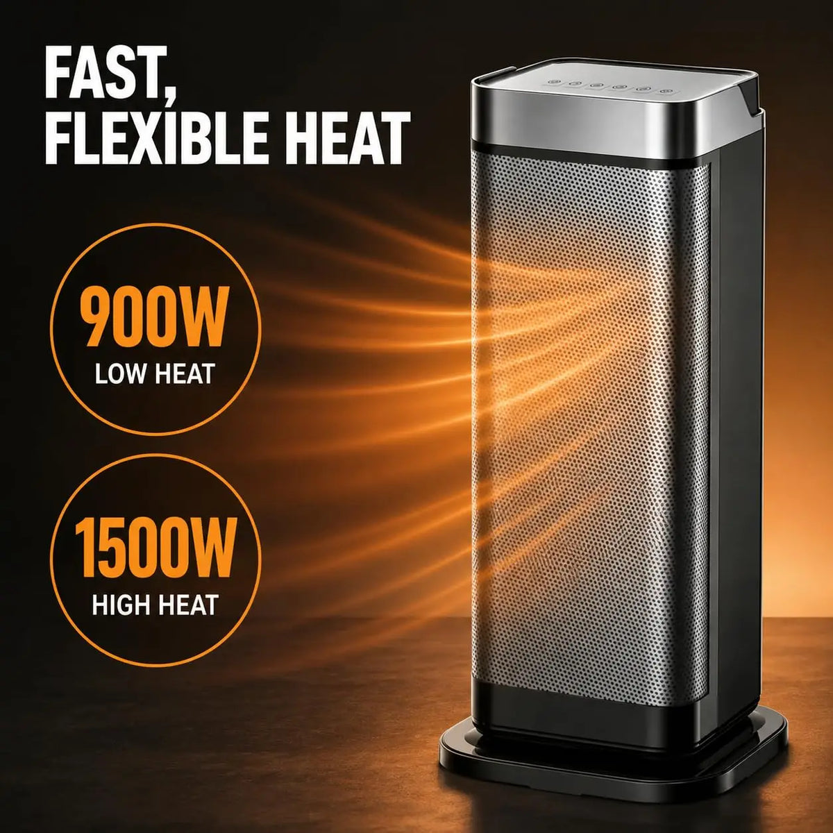 1500W Portable Ceramic Tower Space Heater with Remote Control & Thermostat