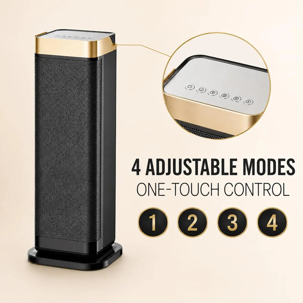 1500W Portable Ceramic Tower Space Heater with Remote Control & Thermostat