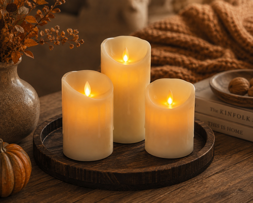 3-Piece Flameless Pillar Candle Set