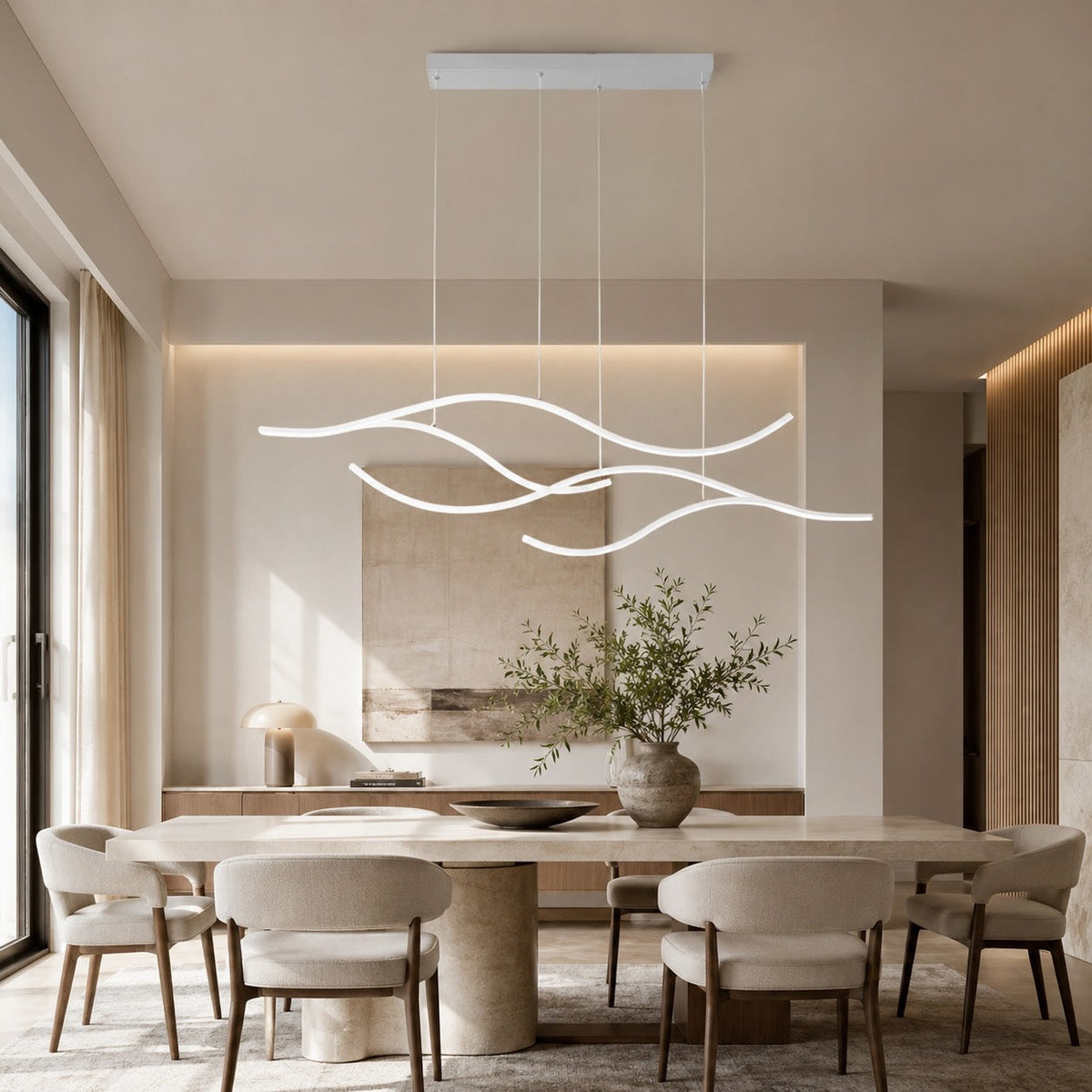 Modern LED Pendant Light Adjustable Hanging Metal Fixture with Silicone Shade Dimmable
