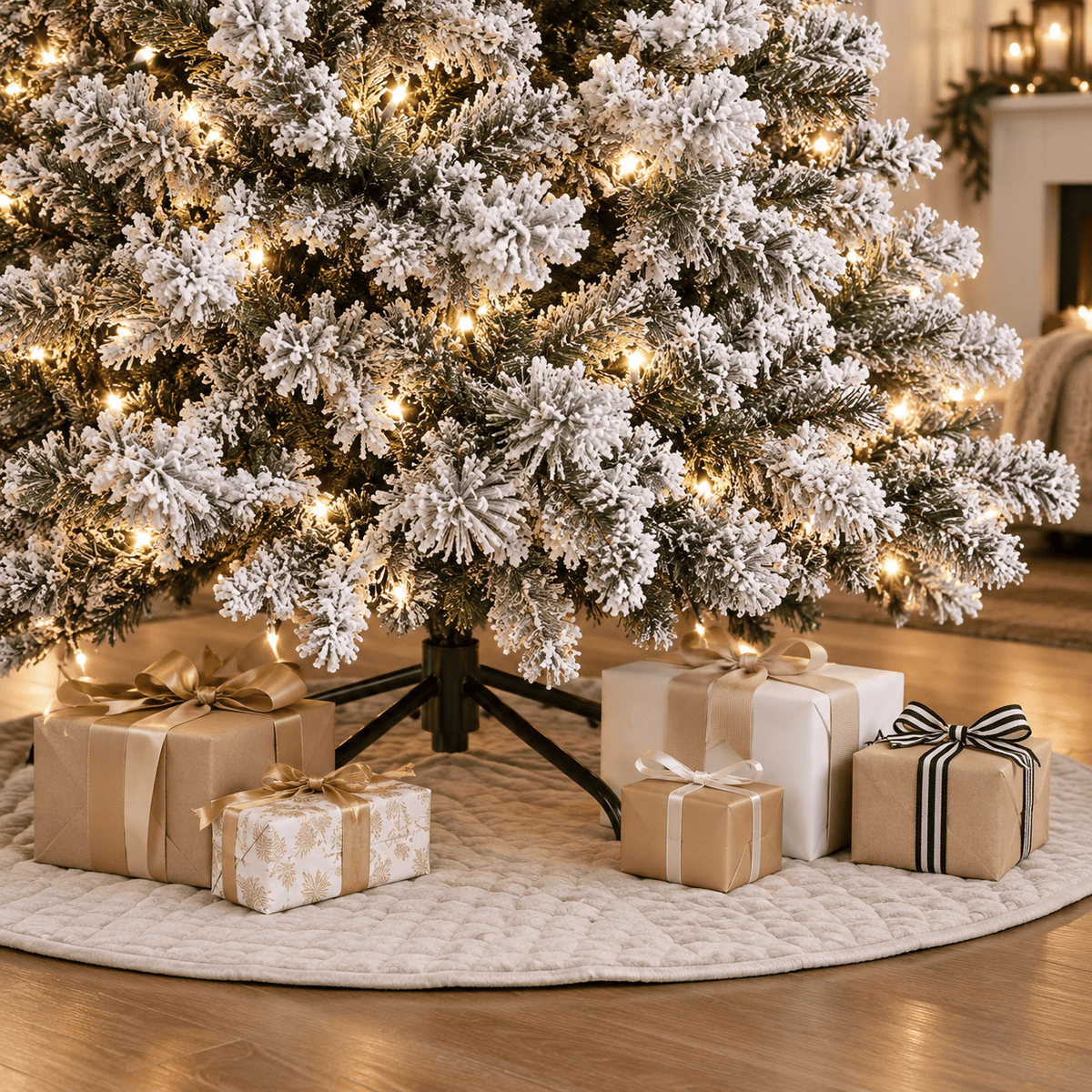 Pre-Lit Flocked Christmas Tree with 250 Warm White LED Lights