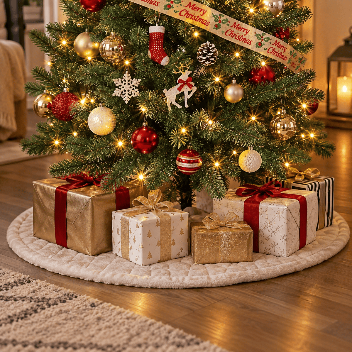 Green Pre-Lit Christmas Tree with Dual Color LED Lights