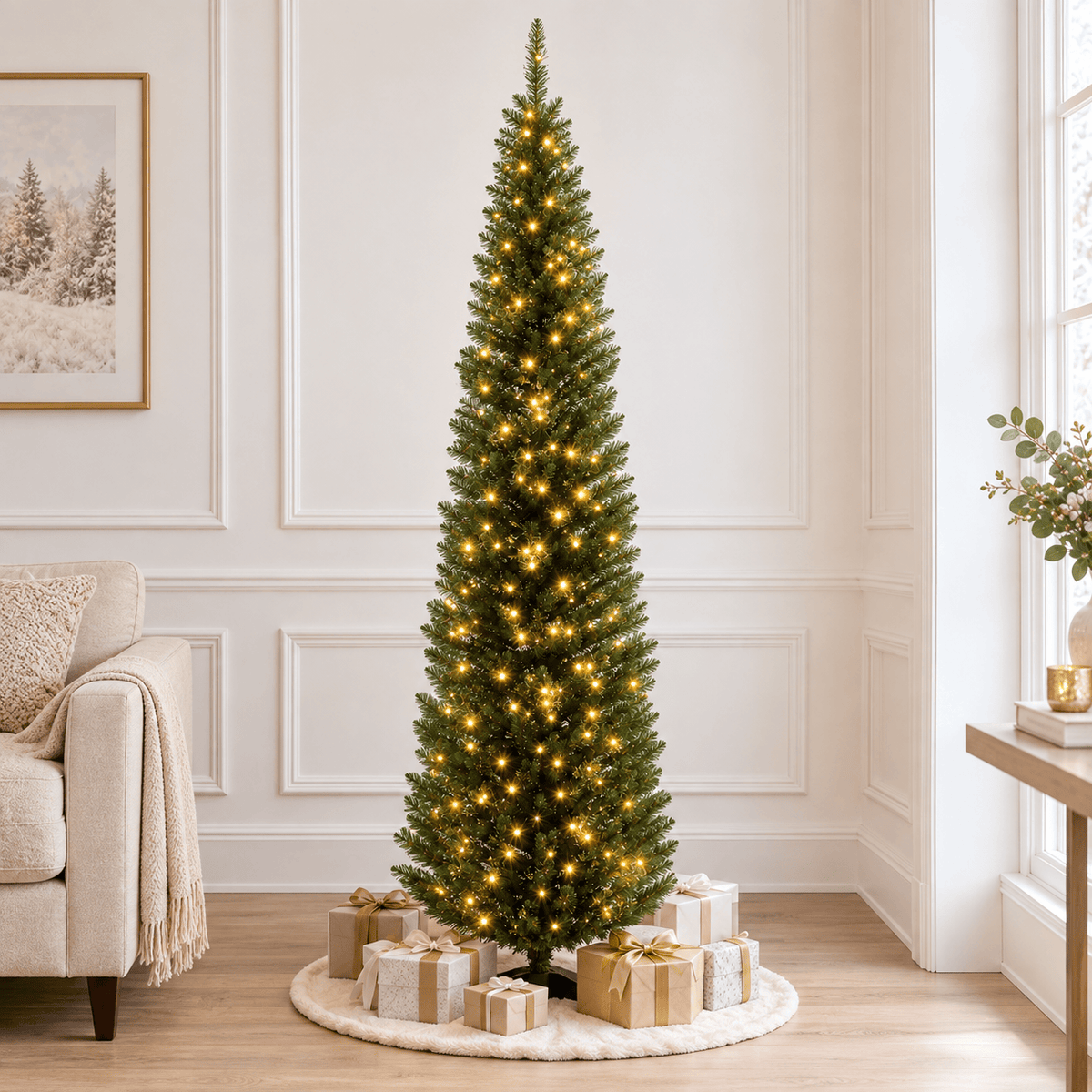 Green Pre-Lit Pencil Christmas Tree with 294 Tips
