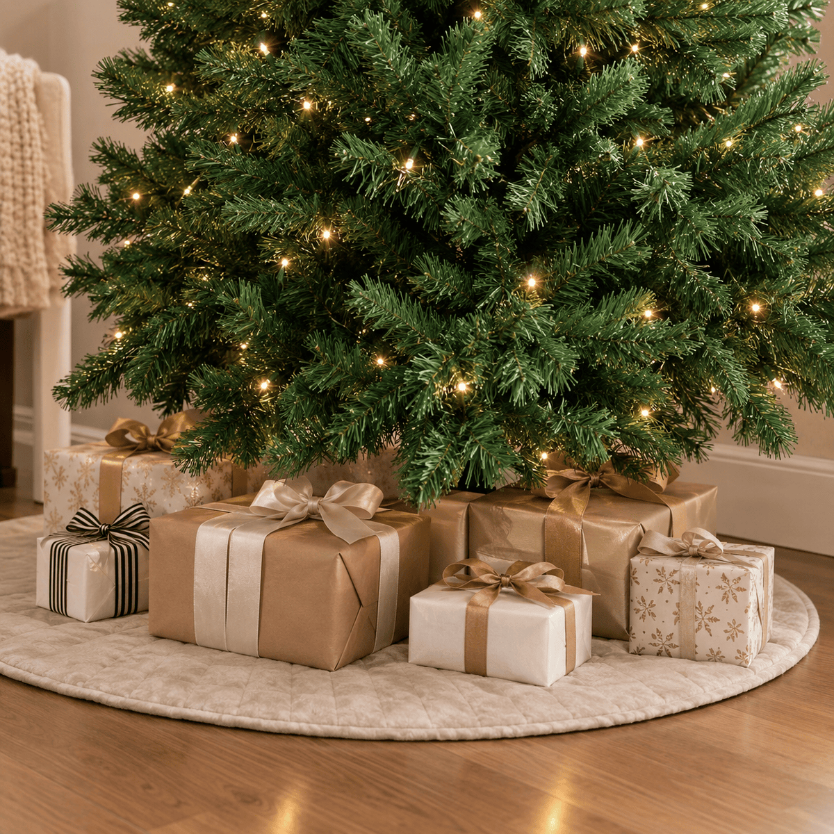 Green Unlit Artificial Christmas Tree with Hinged Branches