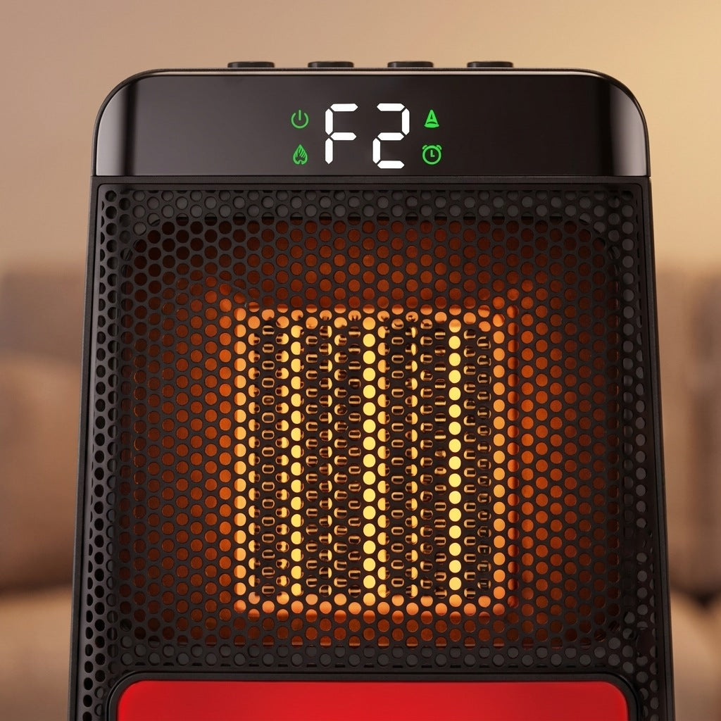 800W Mini Ceramic Space Heater with 3D Flame Effect | Portable Desk Heater
