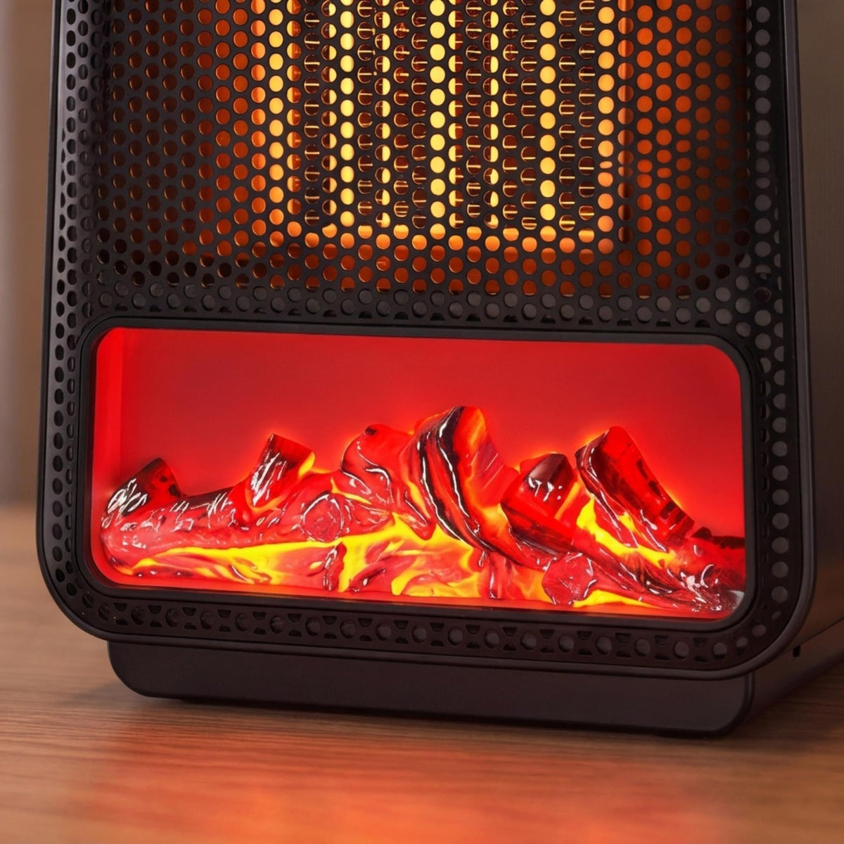 800W Mini Ceramic Space Heater with 3D Flame Effect | Portable Desk Heater