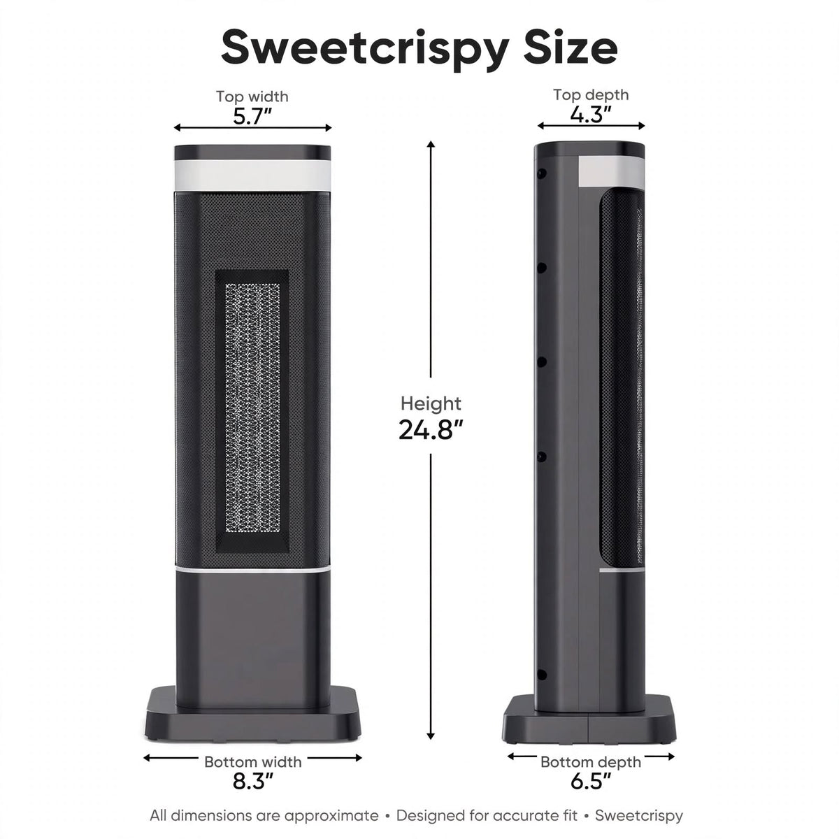 Tower Space Heater with Fireplace - Electric Space Heater with Remote