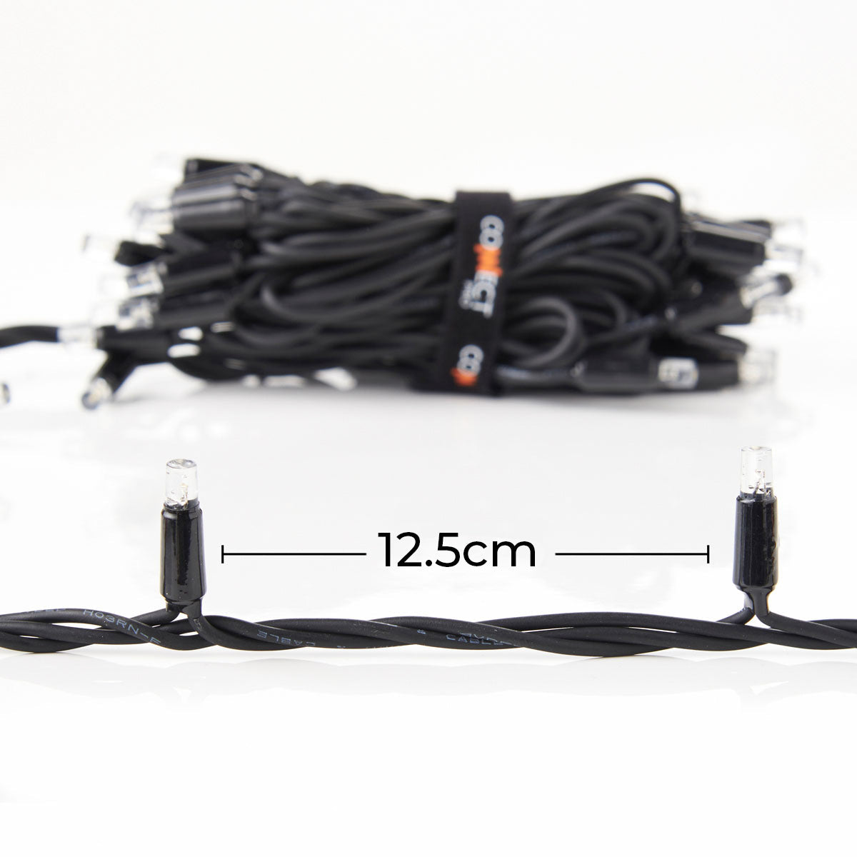 Connectable Outdoor String Lights on Black Rubber Cable