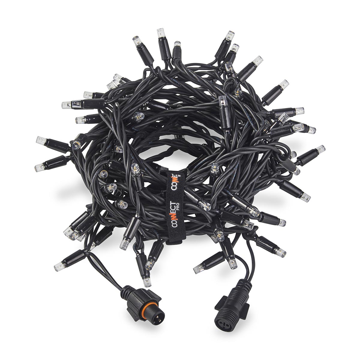Connectable Outdoor String Lights on Black Rubber Cable
